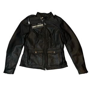 Harley Davidson Women's Black Leather Jacket sz: SMALL (NEW WITH TAGS)
